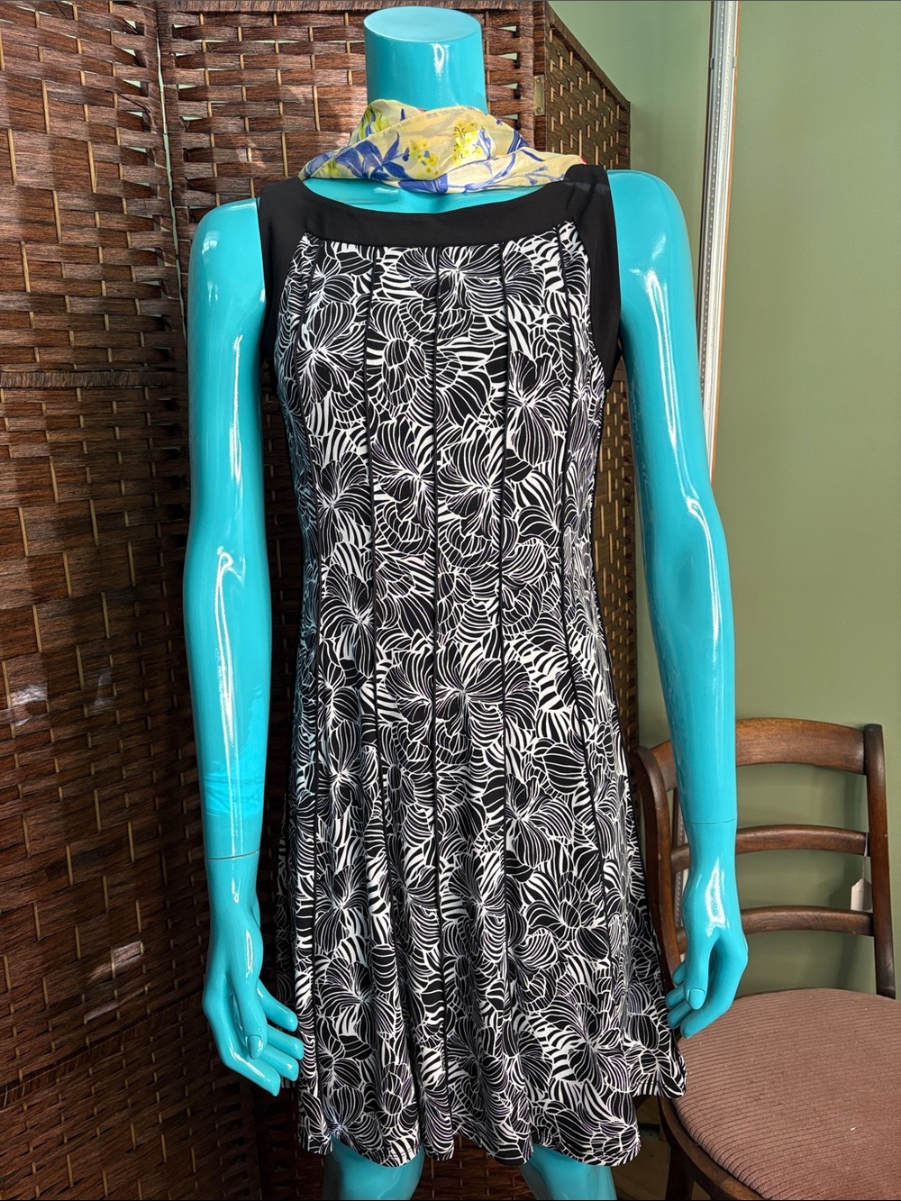 Black Floral Fit and Flare Dress